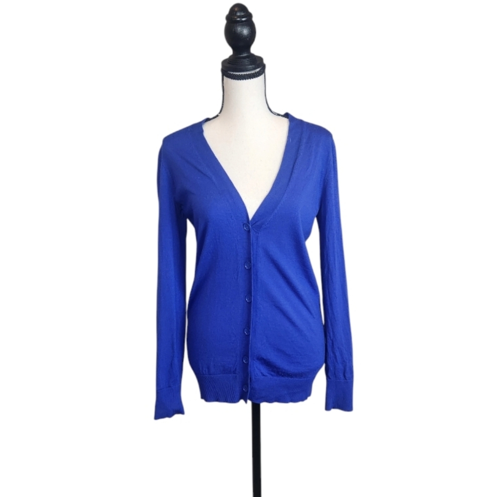 J. Crew Factory Merino Wool‎ Royal Blue Cardigan Size XS